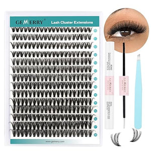 GEMERRY DIY Lash Extension Kit for Beginners 280 PCS Individual Lash Cluster Kit 0.07D 10-18 MIX Eyelash Extension Kit Lash Glue for Eyelash Extensions(40D-0.07D,10-18MIX-KIT) - GEMERRY