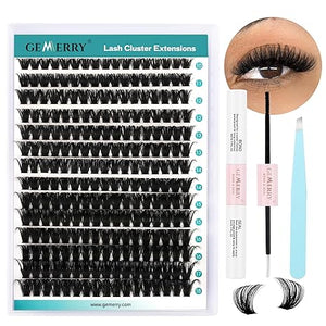 GEMERRY DIY Lash Extension Kit for Beginners 280 PCS Individual Lash Cluster Kit 0.07D 10-18 MIX Eyelash Extension Kit Lash Glue for Eyelash Extensions(80D-0.07D,10-18MIX-KIT)(80D-0.07D,10-18MIX-KIT) - GEMERRY