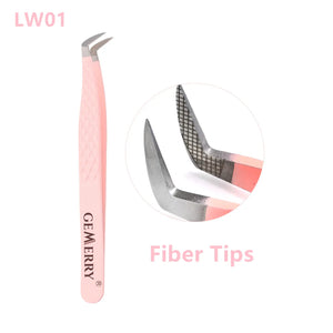 LW01 Fiber Tips Tweezes for Eyelash Extensions - GEMERRY